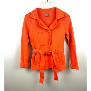 Ann Taylor Women Trench Coat Orange Belted Blazer